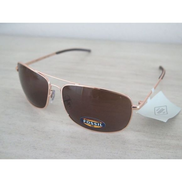 Fossil Women's Gold/Brown Aviator Sunglasses - Picture 1 of 9